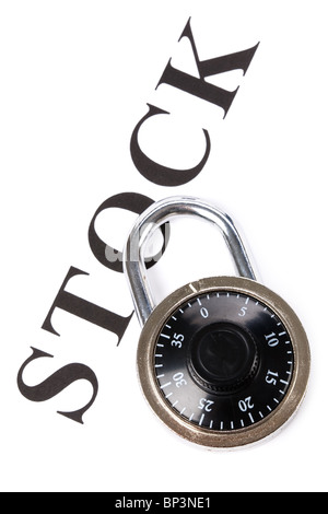 Headline stock e la serratura e concetto di protezione finanziaria Foto Stock
