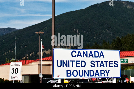 Attraversamento delle frontiere sign in Canada Foto Stock