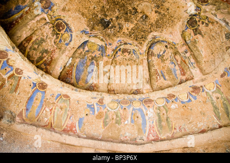 Afghanistan, Bamiyan. Dettagli di un affresco sul soffitto di una camera adiacente alla nicchia del Piccolo Buddha Foto Stock