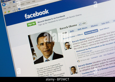 Facebook il presidente Usa Barack Obama Foto Stock