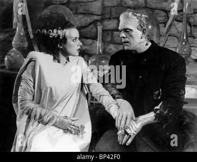 ELSA LANCHESTER, BORIS KARLOFF, sposa di Frankenstein, 1935 Foto Stock