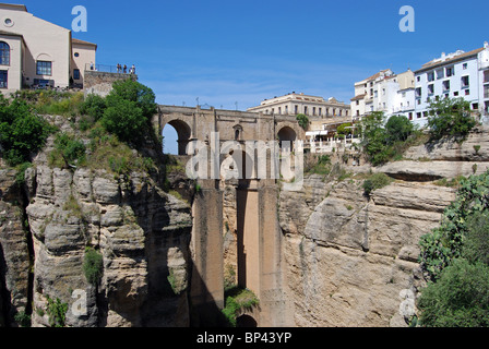 Nuovo ponte (Puente Nuevo), Ronda, provincia di Malaga, Andalusia, Spagna, Europa occidentale. Foto Stock