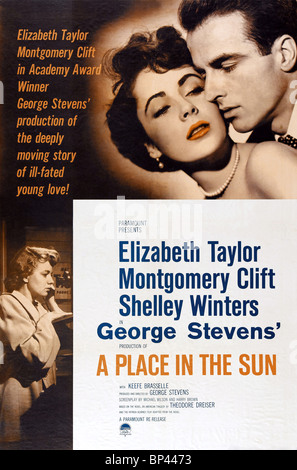 SHELLEY WINTERS, Elizabeth Taylor, MONTGOMERY CLIFT POSTER, UN POSTO AL SOLE, 1951 Foto Stock