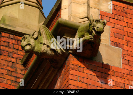 Regno Unito, Inghilterra, Cheshire, Stockport, Cheadle, Abney Hall, dettagli architettonici, di doccioni Foto Stock