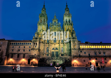 Spagna, San Giacomo modo: Cattedrale di Santiago de Compostela di notte Foto Stock