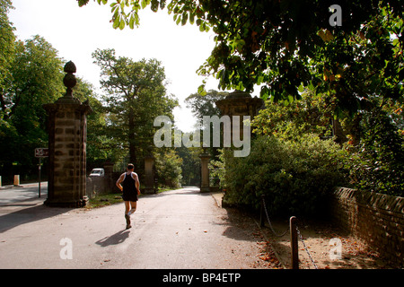 Regno Unito, Inghilterra, Cheshire, Stockport, High Lane, Lyme Park, runner in entrata principale Foto Stock