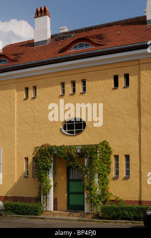 Gartenstadt Falkenberg, Falkenberg Città Giardino, casella di inchiostro colonia, Sito Patrimonio Mondiale dell'UNESCO. Akazienhof, Berlino, Germania, Europa. Foto Stock