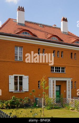 Gartenstadt Falkenberg, Falkenberg Città Giardino, casella di inchiostro colonia, Sito Patrimonio Mondiale dell'UNESCO. Akazienhof, Berlino, Germania, Europa. Foto Stock