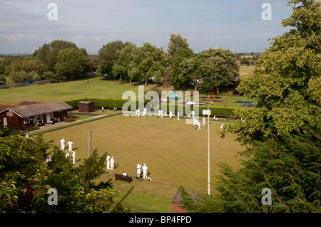 Giocatori sul campo da bocce, nella segale, East Sussex Foto Stock