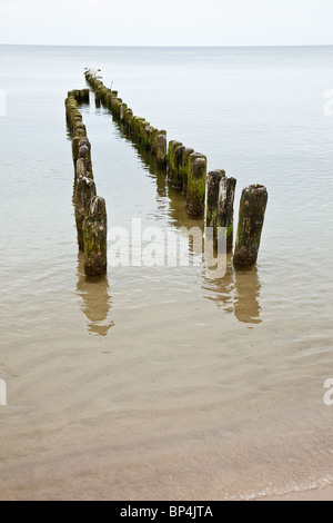 I frangiflutti sono strutture costruite sulle coste come parte di difesa costiera Foto Stock