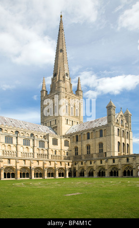 La guglia chiostri Norwich Cathedral Inghilterra Foto Stock