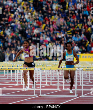 Donne 100m Ostacoli Calore B gara di Aviva London Grand Prix, il Crystal Palace di Londra. Agosto 2010 Foto Stock