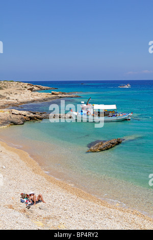 Barca da pesca su Koufonisi isola, Isola di Koufonisi, Cicladi, ISOLE DELL' EGEO, Grecia Foto Stock