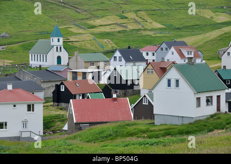 Gjógv, Eysturoy, Isole Faerøer Foto Stock