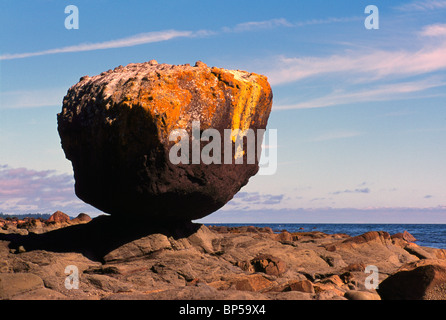 Haida Gwaii (Queen Charlotte isole), Northern BC, British Columbia, Canada - "Equilibrio Rock' vicino Skidegate su Graham Island Foto Stock