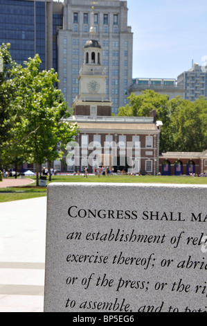 Il primo emendamento della Costituzione degli Stati Uniti memorial, Philadelphia, Pennsylvania, STATI UNITI D'AMERICA Foto Stock