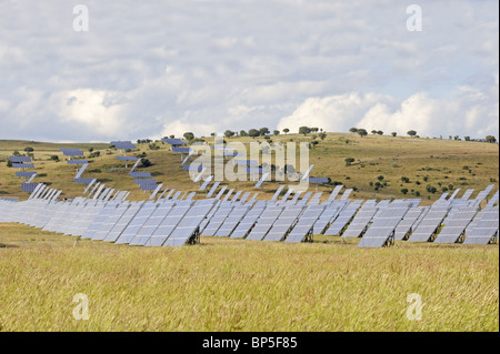 Diversi pannelli solari in un campo. Foto Stock