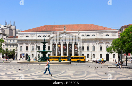 Teatro Nacional, Teatro Nazionale, Rossio, Lisbona, Portogallo Foto Stock