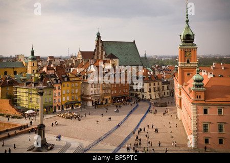 Il Castello Reale e Zygmunt la colonna, Varsavia Polonia. Si trova in Piazza Castello, all'ingresso della Città Vecchia. Foto Stock
