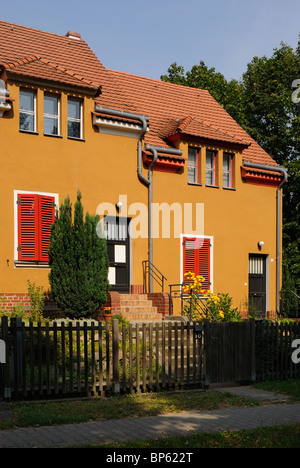 Gartenstadt Falkenberg, Falkenberg Città Giardino, casella di inchiostro colonia, Sito Patrimonio Mondiale dell'UNESCO. Berlino Treptow, Germania, Europa. Foto Stock