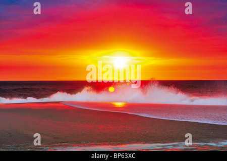 Portogallo Alentejo: Tramonto alla spiaggia Praia de Melide Foto Stock