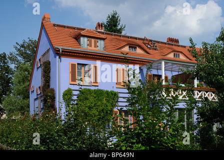 Gartenstadt Falkenberg, Falkenberg Città Giardino, casella di inchiostro colonia, Sito Patrimonio Mondiale dell'UNESCO. Akazienhof, Berlino, Germania, Europa. Foto Stock