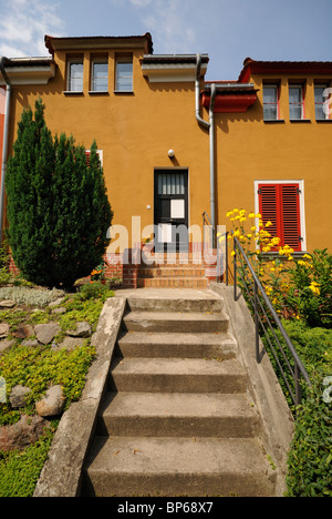 Gartenstadt Falkenberg, Falkenberg Città Giardino, casella di inchiostro colonia, Sito Patrimonio Mondiale dell'UNESCO. Berlino Treptow, Germania, Europa. Foto Stock