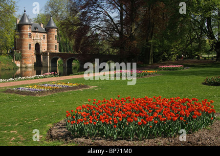 Campo di tulipani, Grand-Bigard castello, provincia del Brabante, Belgio Foto Stock