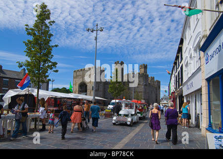 Caernarfon Castle, Gwynedd, Galles del Nord, Regno Unito Foto Stock