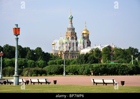 La Chiesa del Salvatore sul Sangue versato dal Campo di Marte, San Pietroburgo, regione nord-occidentale, la Russia Foto Stock