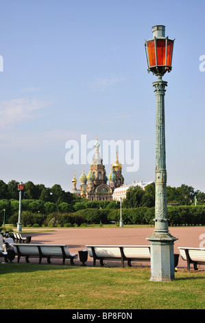 La Chiesa del Salvatore sul Sangue versato dal Campo di Marte, San Pietroburgo, regione nord-occidentale, la Russia Foto Stock