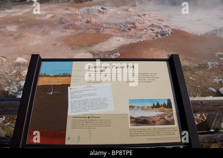 Stati Uniti d'America, Wyoming. Parco Nazionale di Yellowstone. Abbassare Geyser Basin, Fontana vaso di vernice area. Fango bollente pentole caratteristica geologica. Foto Stock