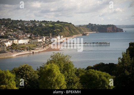 Teignmouth, città, Pier, il lungomare, la spiaggia, South Devon,South West Coast Path Foto Stock