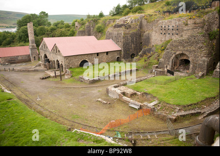 Resti di Blast Furnances a Blaenavon ferro e acciaio opere sito patrimonio mondiale, South wales UK Foto Stock