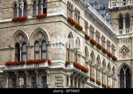Close Up di edificio nel mezzo di Vienna teleobiettivi Foto Stock