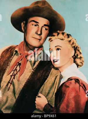 Il Randolph Scott, Joan Leslie, UOMO IN SELLA, 1951 Foto Stock