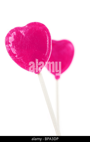 Cuore rosa forma Lollipop close up Foto Stock