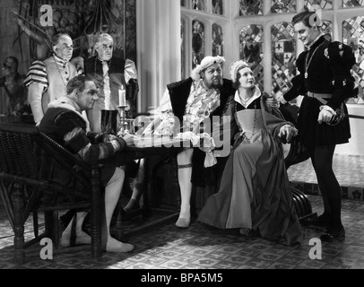 CHARLES LAUGHTON, BINNIE BARNES, Robert Donat, la vita privata di Henry VIII., 1933 Foto Stock