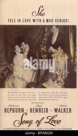 KATHARINE HEPBURN, Paul Henreid POSTER, Robert Walker, canzone di amore, 1947 Foto Stock