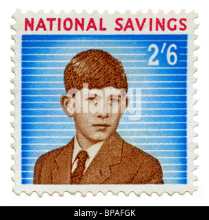 Il risparmio nazionale timbro, UK, c. 1960, dotate di ritratto del principe Charles Foto Stock
