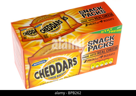 Scatola di Mcvities cheddars cotto Formaggi biscotti otto pacchetti di quattro biscotti Foto Stock