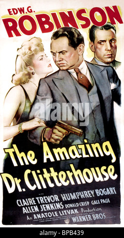 CLAIRE TREVOR, Edward G. Robinson, Humphrey Bogart POSTER, la sorprendente il DR. CLITTERHOUSE, 1938 Foto Stock