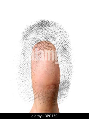 I dati biometrici di impronte digitali e un pollice Sicurezza e concetto di sicurezza Foto Stock