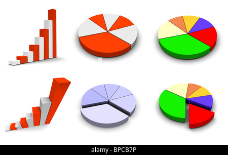 Set di 6 icone grafico. 3D rendering. Foto Stock