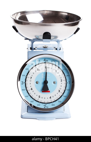 Bilancia da cucina su sfondo bianco Foto Stock