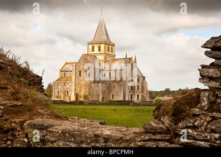 Cerisy-la-Forêt Abbey, Normandia, Francia. Foto Stock