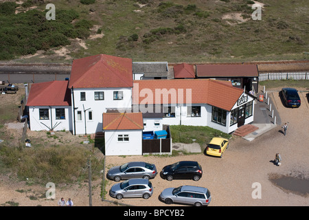 Vista aerea di dungeness beach arbusto stazione ferroviaria Foto Stock