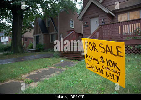 Casa a buon mercato per la vendita di Detroit Foto Stock