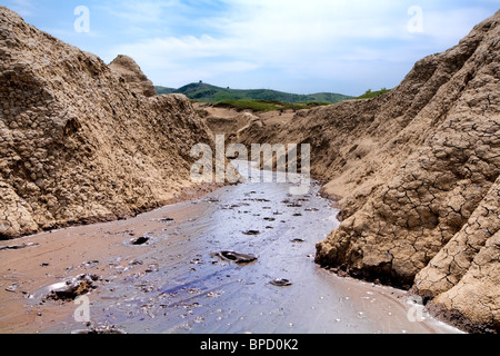 La Berca vulcani di fango sono un geologici e botanici di prenotazione Situato nel Berca Comune nella Contea di Buzau in Romania Foto Stock