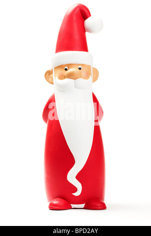 Uno snello Santa Claus figurina su sfondo bianco Foto Stock